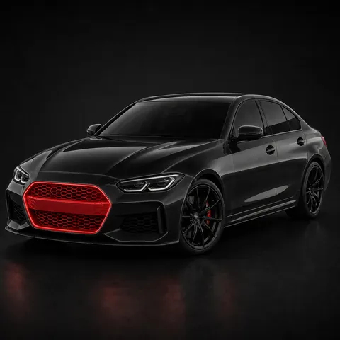Front grille paint protection film coverage on a vehicle