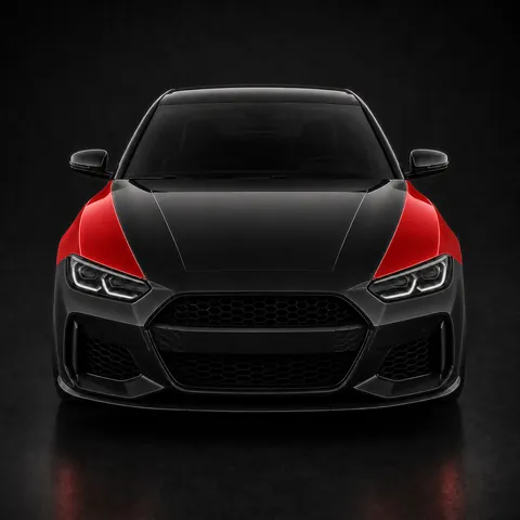 Both full front fenders highlighted for paint protection film coverage with the bumper uncovered