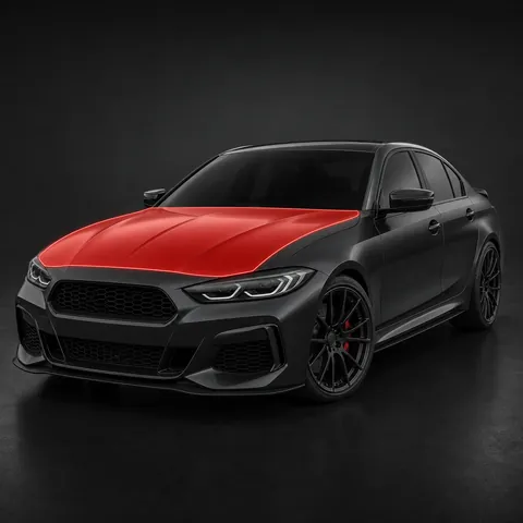Full hood paint protection film coverage on a vehicle