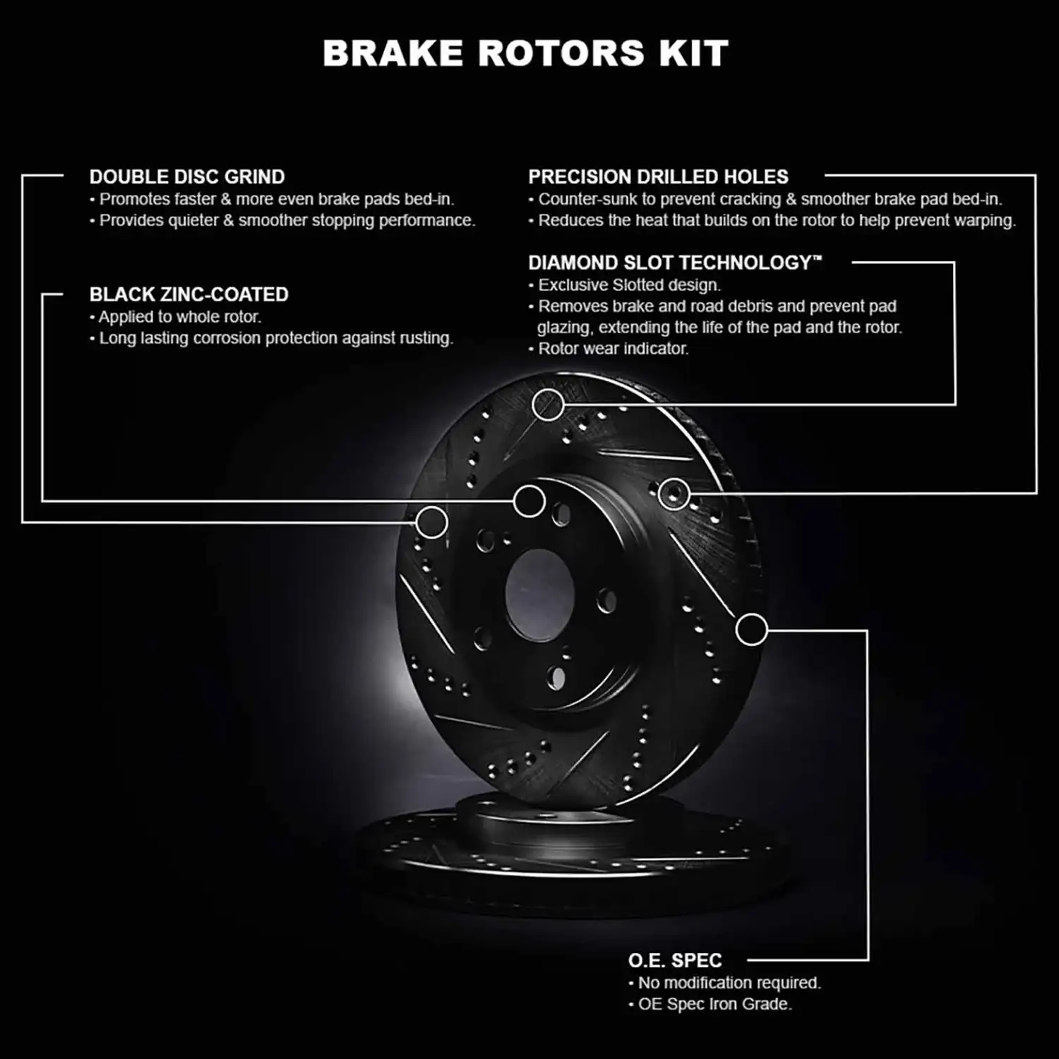 R1 Concepts Front Brake Rotor Kit _Brake Rotors_ Brake Disc _Drilled and Slotted WHPN1-11006 2 R1 Concepts Front Brake Rotor Kit _Brake Rotors_ Brake Disc _Drilled and Slotted WHPN1-11006 - Image 2